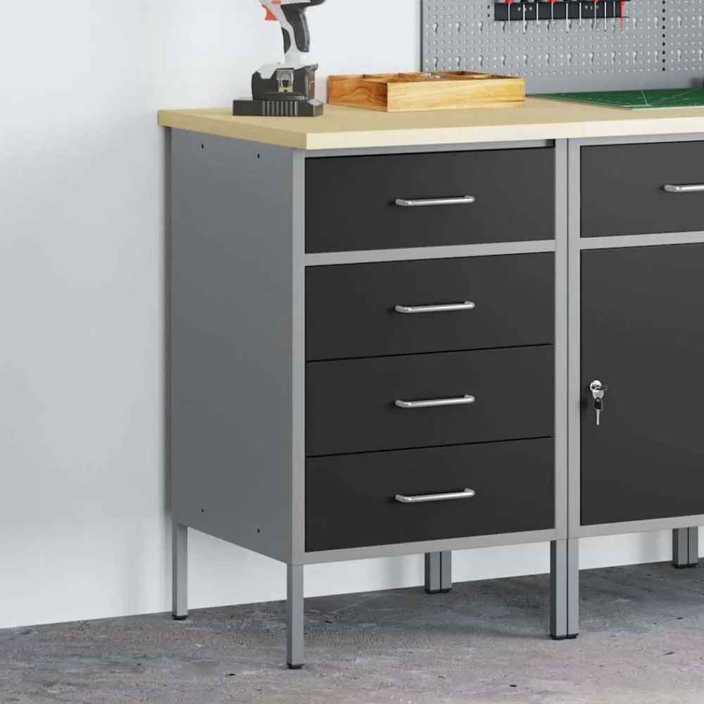vidaXL Accesorios De Bricolaje-Banco de trabajo con cajón y Gris 50 x 55 x 85 cm