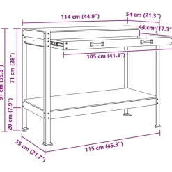 vidaXL Banco de trabajo con cajón con estante Negro 114 x 54 x 91 cm Sale