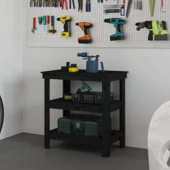 vidaXL Accesorios De Bricolaje-Banco de trabajo de madera maciza de pino 78,5x50x80 cm