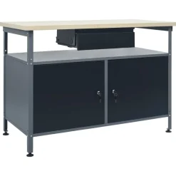 vidaXL Banco de trabajo de acero negro 120x60x85 cm Sale