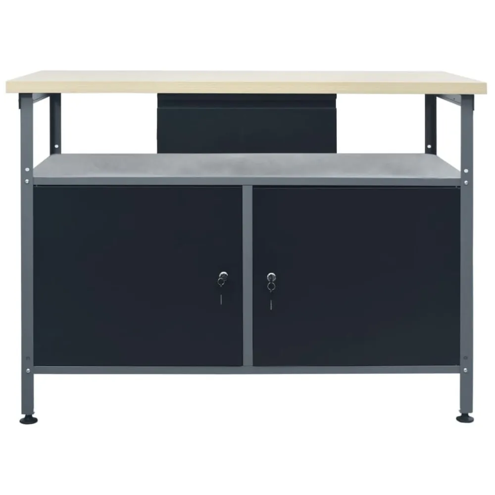 vidaXL Banco de trabajo de acero negro 120x60x85 cm Sale