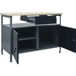 vidaXL Banco de trabajo de acero negro 120x60x85 cm Sale