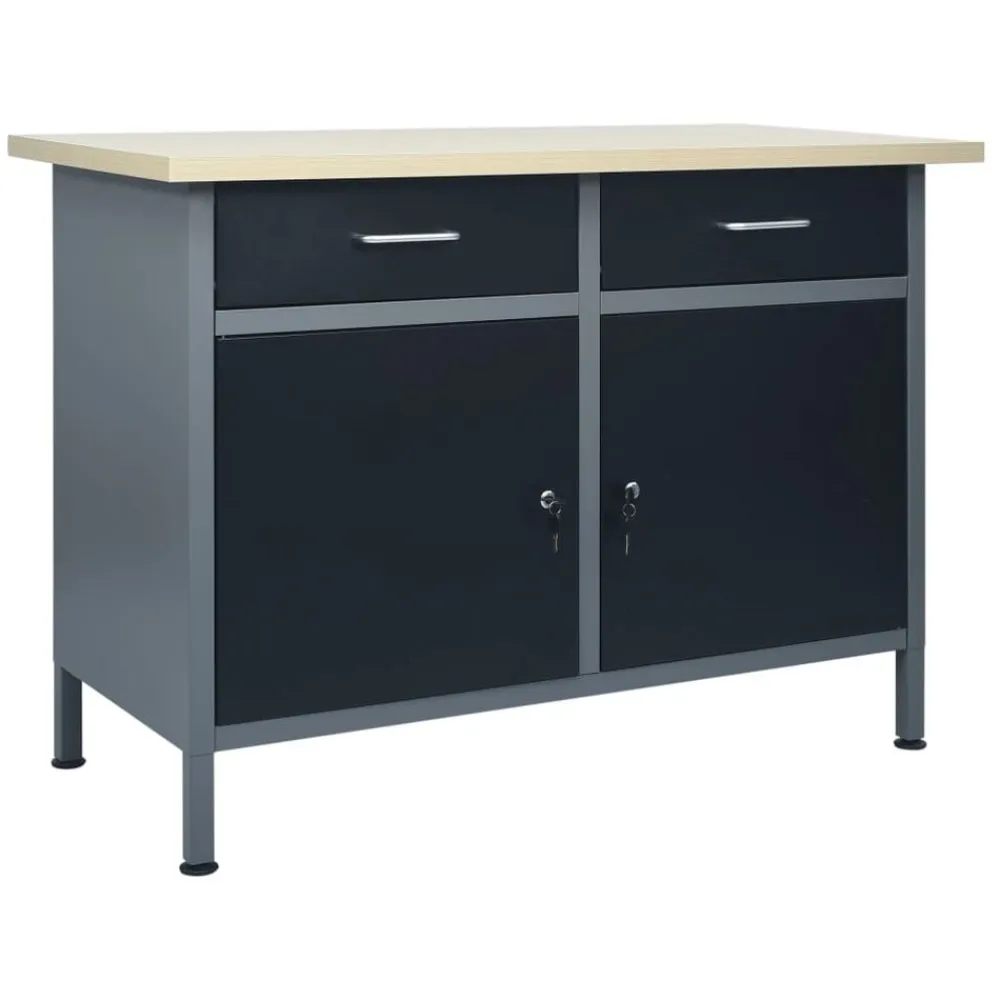 vidaXL Banco de trabajo de acero negro 120x60x85 cm Best
