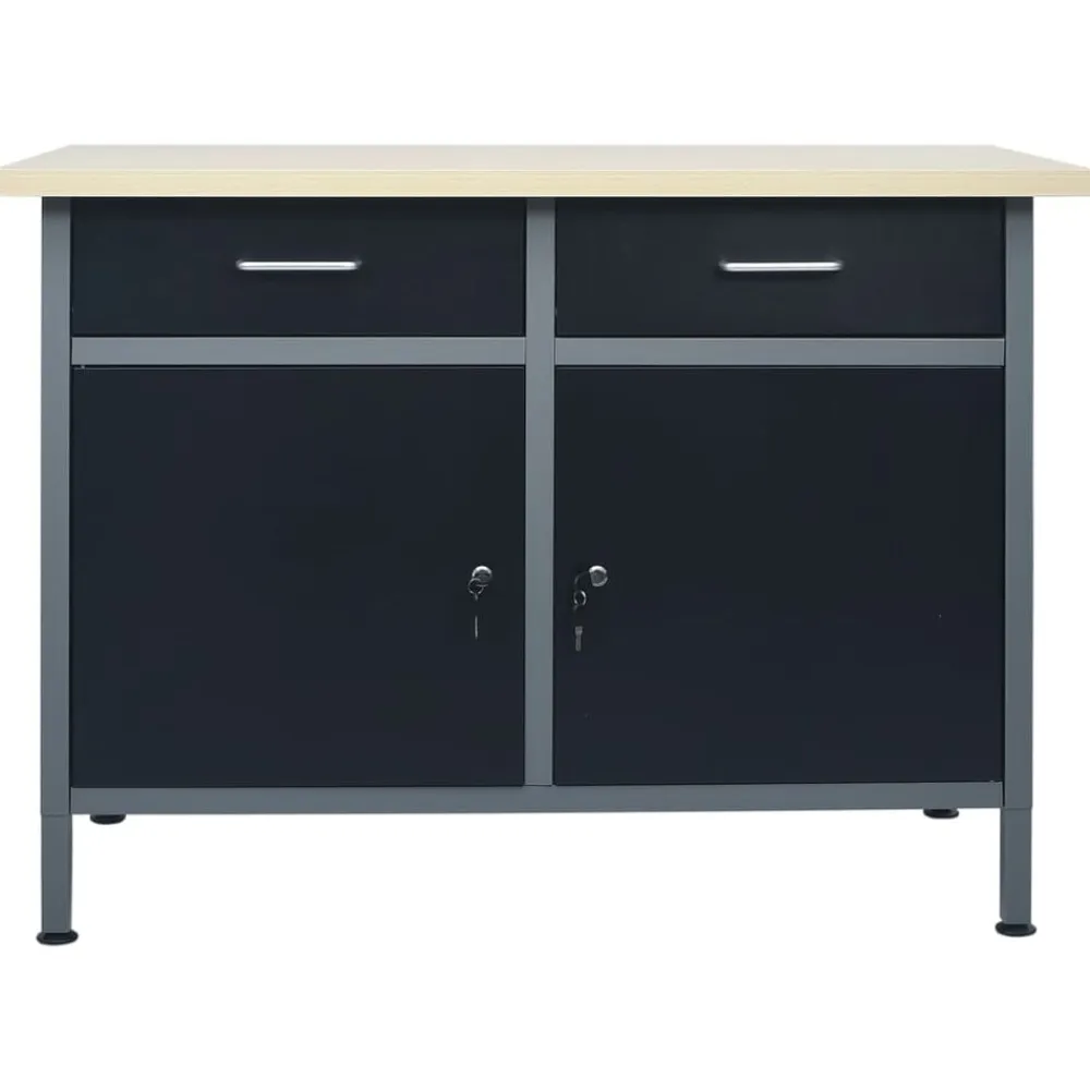 vidaXL Banco de trabajo de acero negro 120x60x85 cm Best