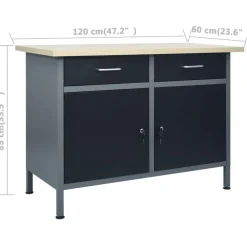 vidaXL Banco de trabajo de acero negro 120x60x85 cm Best