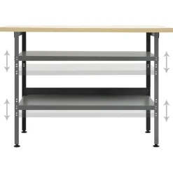 vidaXL Accesorios De Bricolaje-Banco de trabajo de acero gris 120x60x85 cm