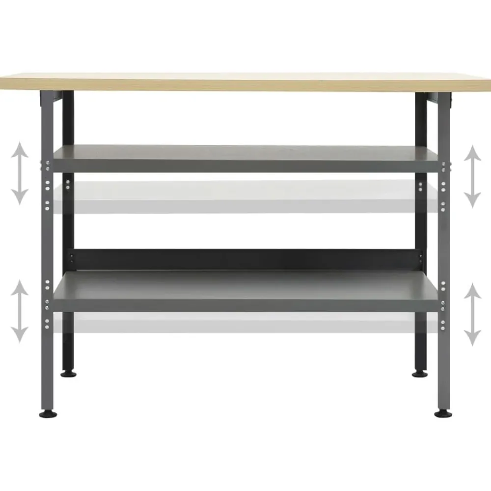 vidaXL Accesorios De Bricolaje-Banco de trabajo de acero gris 120x60x85 cm
