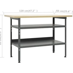 vidaXL Accesorios De Bricolaje-Banco de trabajo de acero gris 120x60x85 cm