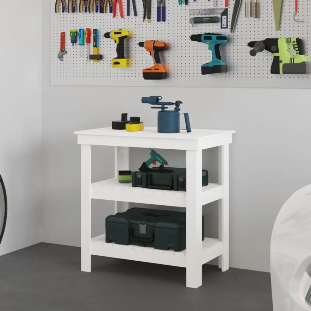 vidaXL Accesorios De Bricolaje-Banco de trabajo de madera maciza de pino 78,5x50x80 cm