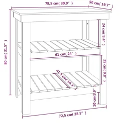 vidaXL Accesorios De Bricolaje-Banco de trabajo de madera maciza de pino 78,5x50x80 cm