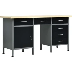 vidaXL Accesorios De Bricolaje-Banco de trabajo de acero negro 160x60x85 cm