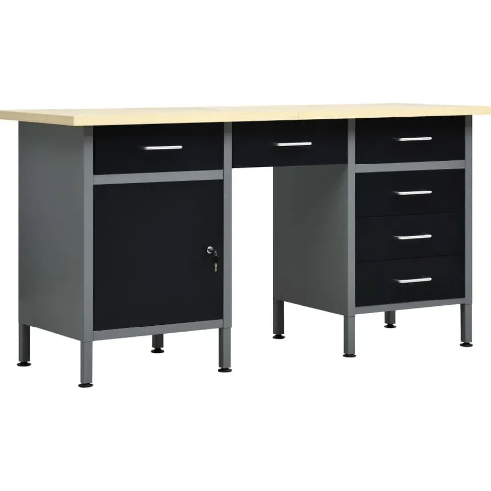 vidaXL Accesorios De Bricolaje-Banco de trabajo de acero negro 160x60x85 cm