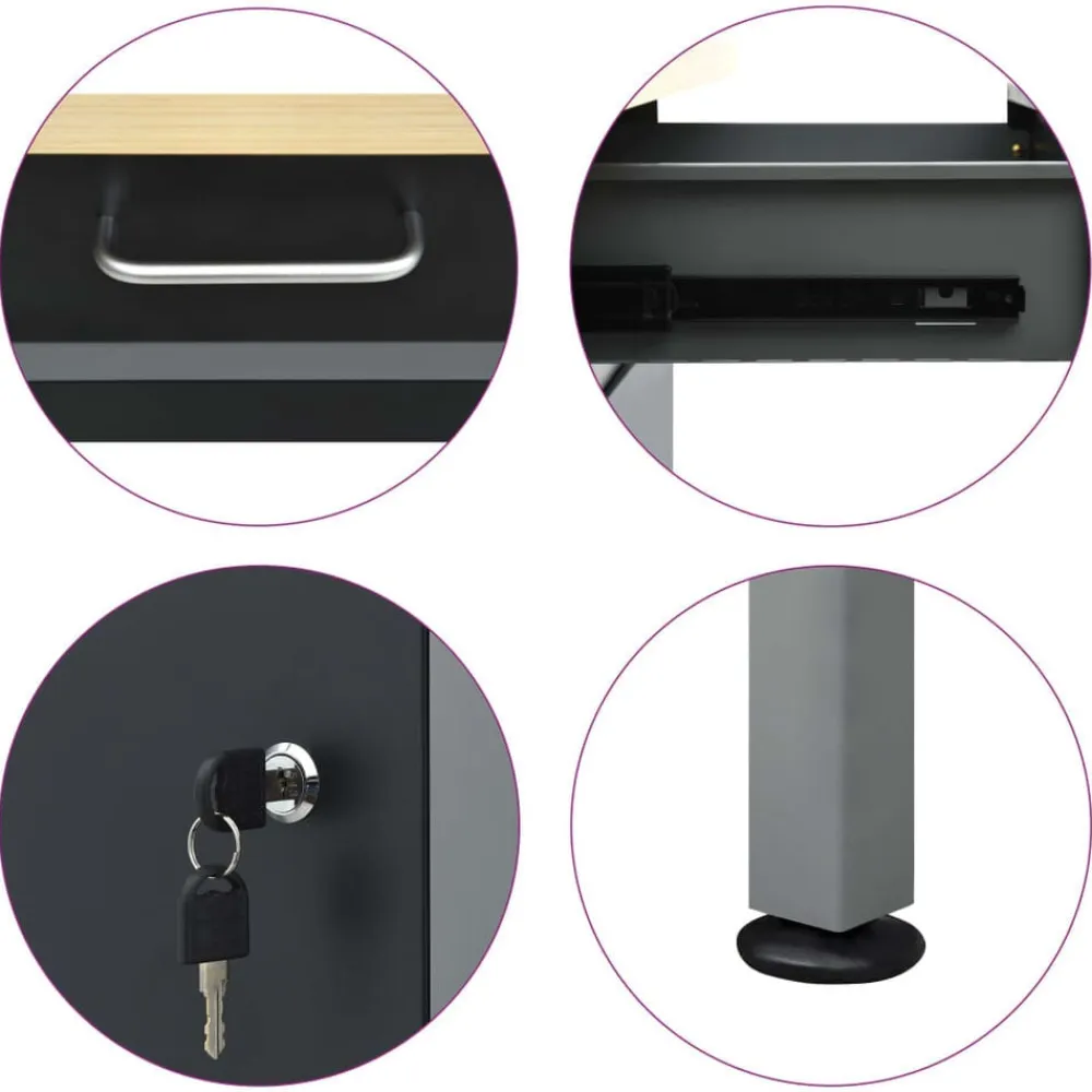 vidaXL Accesorios De Bricolaje-Banco de trabajo de acero negro 160x60x85 cm