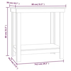 vidaXL Banco de trabajo de madera maciza de pino 80x50x80 cm Blanco Hot