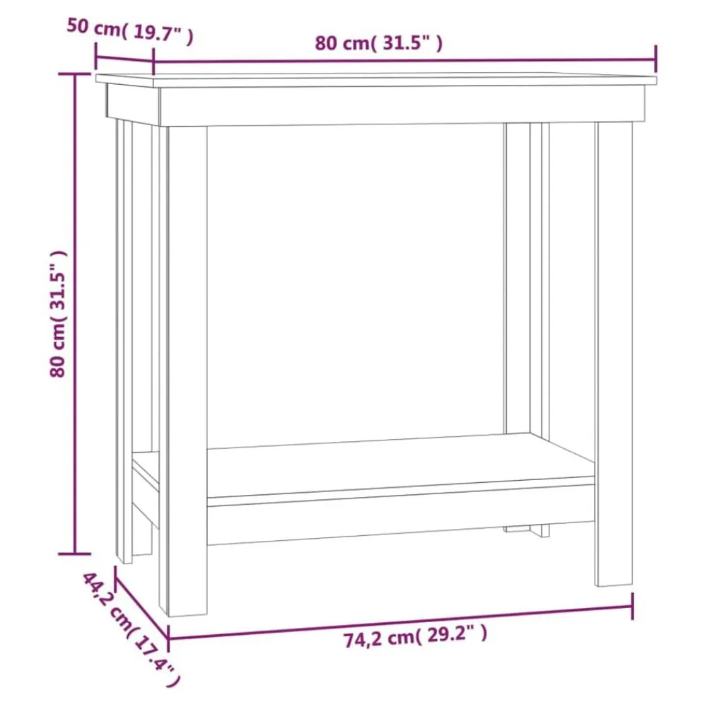 vidaXL Banco de trabajo de madera maciza de pino 80x50x80 cm Blanco Hot