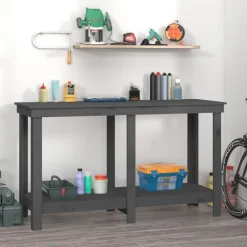 vidaXL Accesorios De Bricolaje-Banco de trabajo de madera maciza de pino 140x50x80 cm