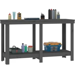 vidaXL Accesorios De Bricolaje-Banco de trabajo de madera maciza de pino 140x50x80 cm