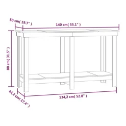 vidaXL Accesorios De Bricolaje-Banco de trabajo de madera maciza de pino 140x50x80 cm