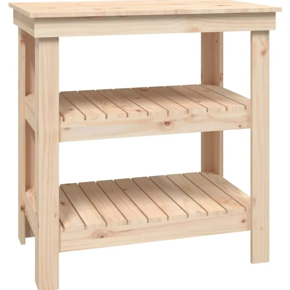 vidaXL Accesorios De Bricolaje-Banco de trabajo de madera maciza de pino 78,5x50x80 cm