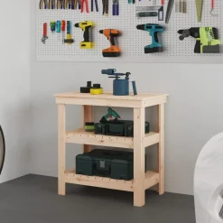 vidaXL Accesorios De Bricolaje-Banco de trabajo de madera maciza de pino 78,5x50x80 cm