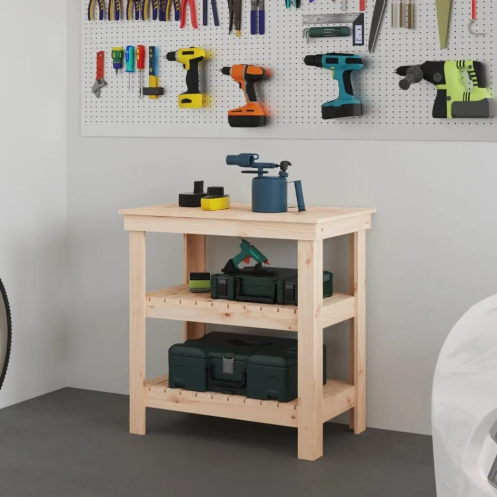 vidaXL Accesorios De Bricolaje-Banco de trabajo de madera maciza de pino 78,5x50x80 cm