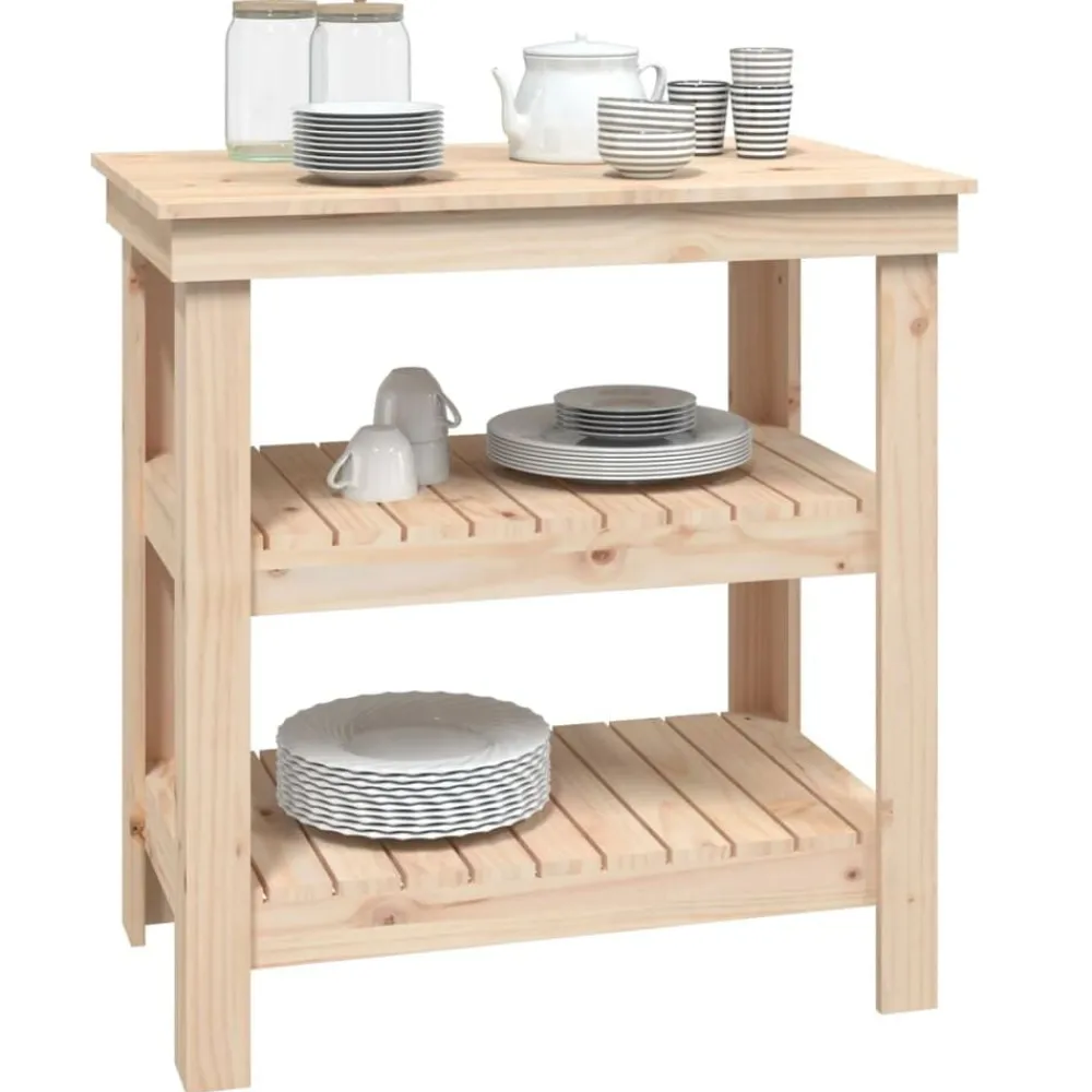 vidaXL Accesorios De Bricolaje-Banco de trabajo de madera maciza de pino 78,5x50x80 cm