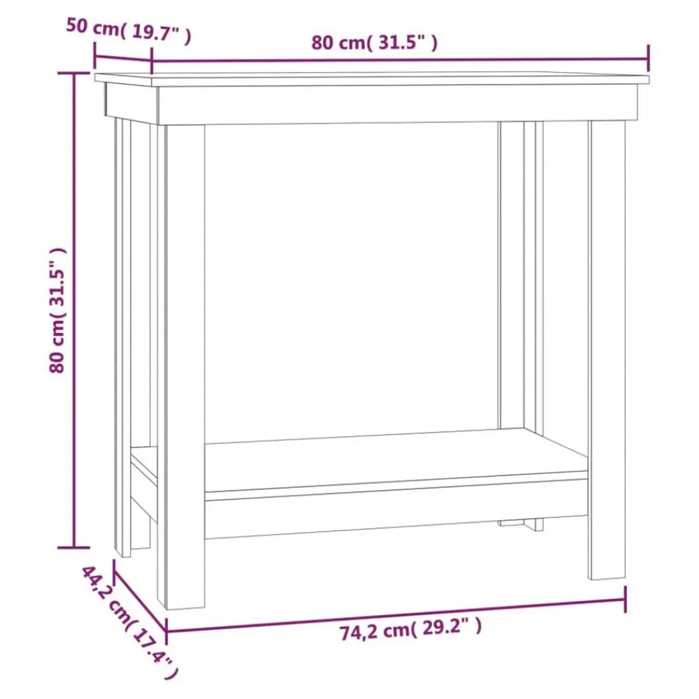 vidaXL Banco de trabajo madera maciza de pino marrón miel 80x50x80 cm Marrón miel Sale