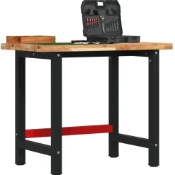 vidaXL Accesorios De Bricolaje-Banco de trabajo madera maciza acacia rectangular 100x60x83 cm
