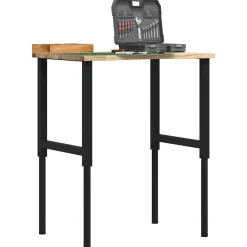 vidaXL Accesorios De Bricolaje-Banco de trabajo madera maciza de roble 80x60x(71,5-98) cm