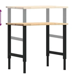 vidaXL Accesorios De Bricolaje-Banco de trabajo madera maciza de roble 80x60x(71,5-98) cm