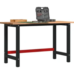 vidaXL Accesorios De Bricolaje-Banco de trabajo madera maciza roble marrón claro 140x60x81,5cm