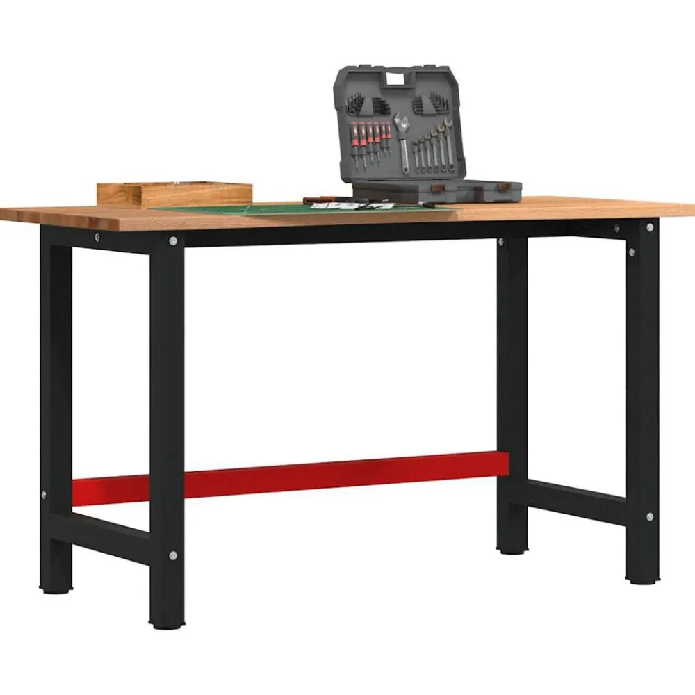 vidaXL Accesorios De Bricolaje-Banco de trabajo madera maciza roble marrón claro 140x60x81,5cm
