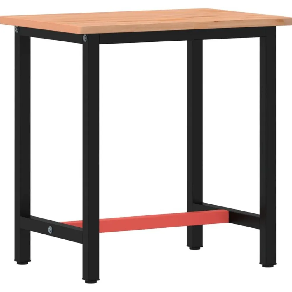 vidaXL Banco de trabajo madera maciza de haya y metal 80x55x81,5 cm Hot