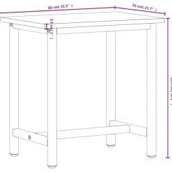vidaXL Banco de trabajo madera maciza de haya y metal 80x55x81,5 cm Hot