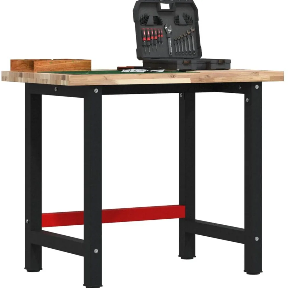vidaXL Accesorios De Bricolaje-Banco de trabajo madera maciza acacia rectangular 100x60x83 cm