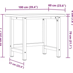 vidaXL Accesorios De Bricolaje-Banco de trabajo madera maciza acacia rectangular 100x60x83 cm