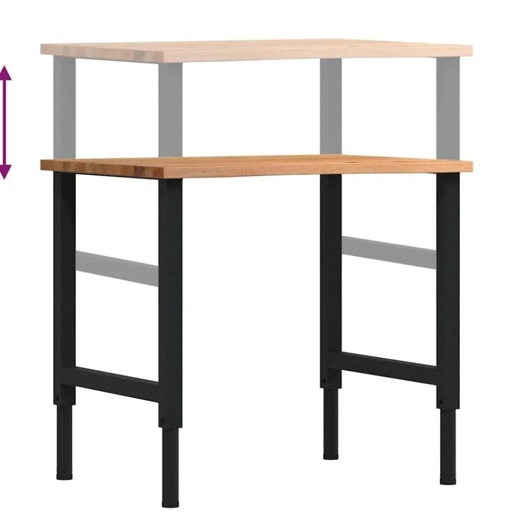 vidaXL Banco de trabajo madera roble marrón claro 80x60x(71,5-98) cm negro y marrón claro Online