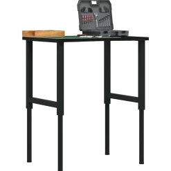 vidaXL Banco de trabajo madera roble marrón oscuro 80x60x(71,5-98) cm negro y marr&oacute;n oscuro