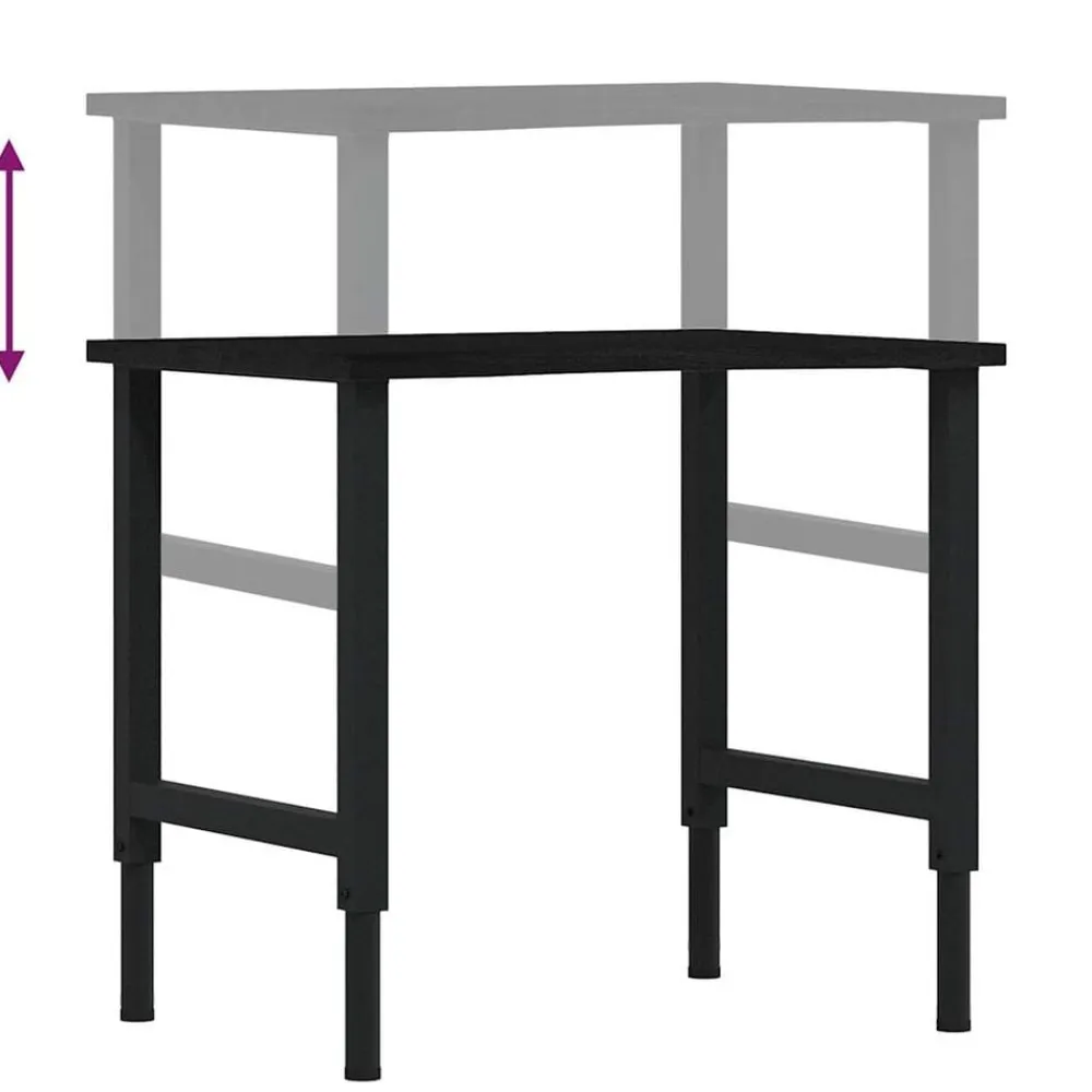 vidaXL Banco de trabajo madera roble marrón oscuro 80x60x(71,5-98) cm negro y marrón oscuro