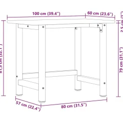vidaXL Banco de trabajo madera de roble marrón oscuro 100x60x81,5 cm Marr&oacute;n oscuro Clearance