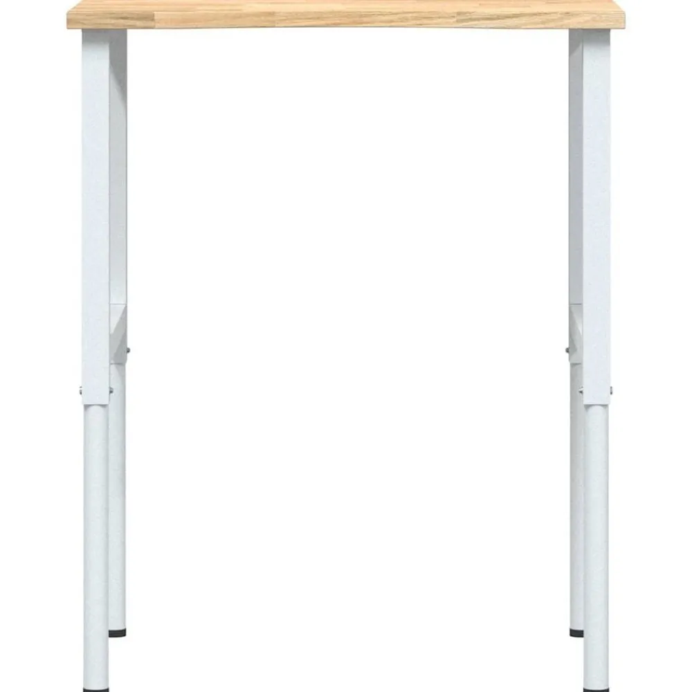 vidaXL Banco de trabajo madera maciza de roble 80x60x(71,5-98) cm blanco y natural