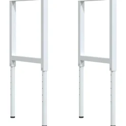 vidaXL Banco de trabajo madera maciza de roble 80x60x(71,5-98) cm blanco y natural