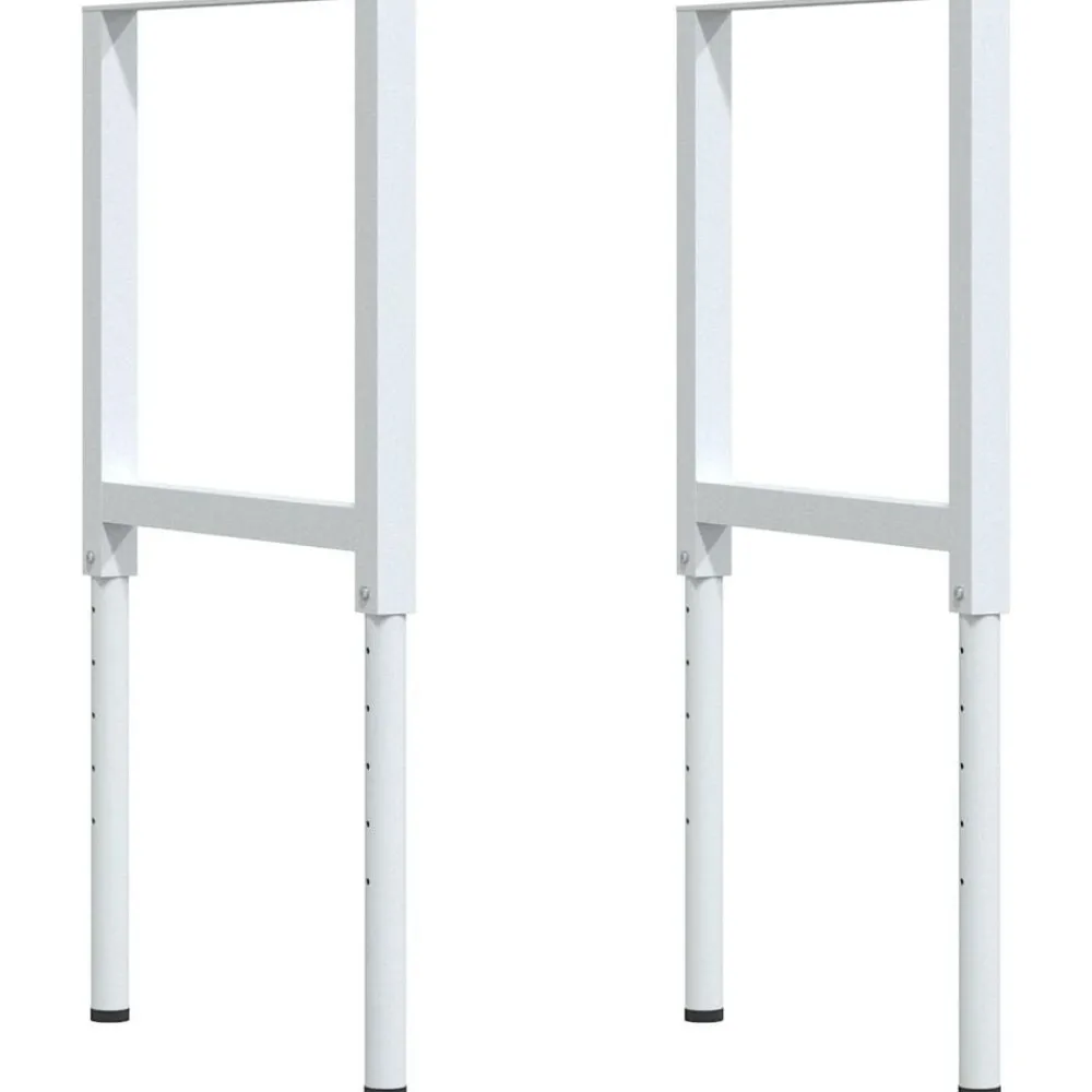 vidaXL Banco de trabajo madera maciza de roble 80x60x(71,5-98) cm blanco y natural