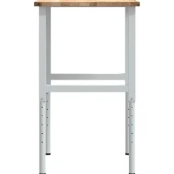 vidaXL Banco de trabajo madera maciza de roble 80x60x(71,5-98) cm blanco y natural