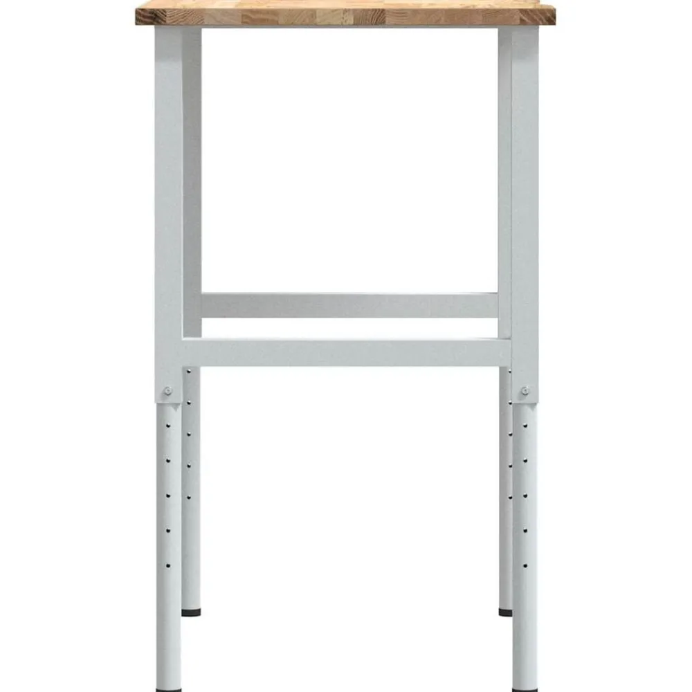vidaXL Banco de trabajo madera maciza de roble 80x60x(71,5-98) cm blanco y natural