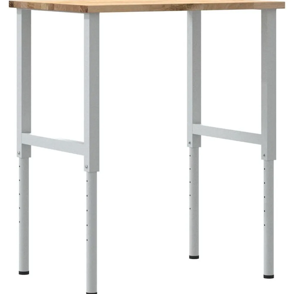vidaXL Banco de trabajo madera maciza de roble 80x60x(71,5-98) cm blanco y natural