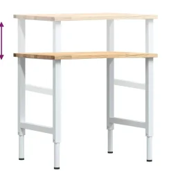 vidaXL Banco de trabajo madera maciza de roble 80x60x(71,5-98) cm blanco y natural