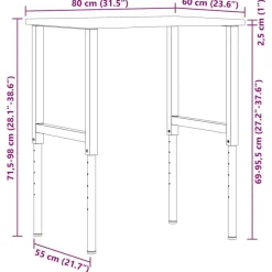 vidaXL Accesorios De Bricolaje-Banco de trabajo madera roble marrón claro 80x60x(71,5-98) cm