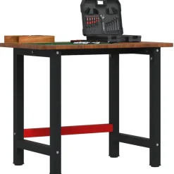 vidaXL Accesorios De Bricolaje-Banco de trabajo rectangular madera maciza roble 100x60x81,5 cm