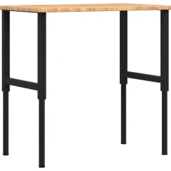 vidaXL Banco de trabajo rectangular madera maciza 100x60x(71,5-98) cm marrón claro y negro Best